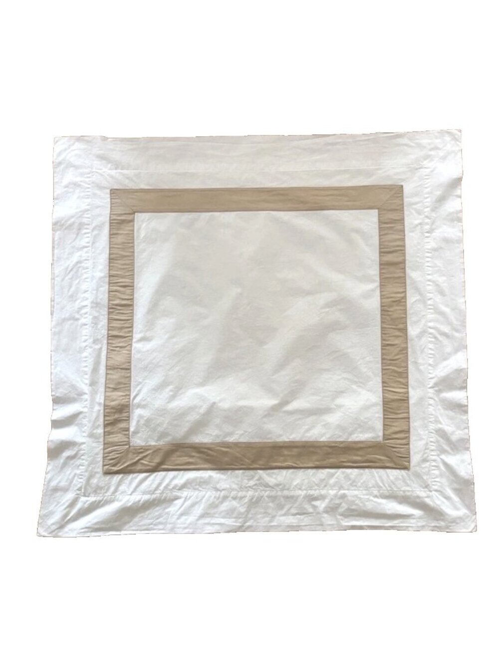 Sferra Euro Percale Pillow Shams ~ White/Sand Set of Two